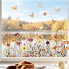 Supzone Adesivi Finestra Autunno Vetrofanie Fiori Farfalle per Finestre | Adesivi Elettrostatici Anti-Collisione per Autunno Decorazioni Finestre Ringraziamento Halloween Vetro Porte Cucina