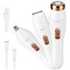 XAVURO Affilatore elettrico da donna 3 in 1, ferro per capelli per bikini e corpo senza cavo, epilatore ricaricabile casual per viso, ascelle e gambe, bianco