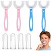 EKRIZY 8 Spazzolini Bambini 4 U + 4 Dito 4,5Cm Rosa Blu Silicone Alimentare 6-12 Anni