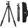 SIRUI Treppiede impermeabile in fibra di carbonio con testa a sfera in alluminio, treppiede professionale da 185,4 cm con colonna centrale triangolare per fotocamere DSLR, carico 15 kg (ST-224+ST-20)