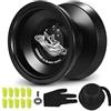BuyWeek Palla YoYo in alluminio competizione professionale Giocattolo YoYo con guanto per cuscinetti di precisione e custodia per regalo per adulti (Nera)