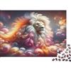 OERSZGINHFNH Leone Bianco Fantasia Puzzle 1000 Pezzi Carta Adulti Scena Nuvole Colorate Puzzle per Adulti Rilassante Famiglia Regalo Casa 38x26cm/1000pcs