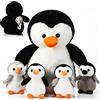 Harrycle Peluche di Pinguino 1 Mamma con 4 Cuccioli in Pancia, Stile Carino | Set di 5 Peluche, Da 35 cm, Animale di Pezza Morbido, Per Bambini, Regalo per Compleanno, Natale