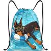 Zelinge Sacca con coulisse per sport e palestra, Cane in piscina, S: 35,5 x | Borsa Yoga Danza