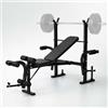 Relaxdays panca multifunzione regolabile, supporto bilanciere, nero