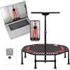 DEMPOWER Trampolino Rebounder da 114,3 cm per adulti, mini trampolino fitness con manico, trampolino pieghevole per esercizi indoor, trampolino elastico per adulti, piccolo trampatte per adulti 150 kg