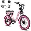 AVDLEU Bici Elettrica Uomo 26 Pollici, Bicicletta Elettrica Fat Bike con Batteria 48V 15,6Ah Rimovibile, 7 Velocità Shimano, Forcella Ammortizzata, Freni a Disco, Pneumatici 26x4.0, Grigio/Nero (Rosa)