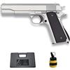 ECOMMUR Pistola GE 1911 3003 Argento (6MM) | Arma corta (pallini di plastica) Tipo Colt 1911 Colore Argento + valigetta in PVC + caricatore (Potenza: 0,43 joule)