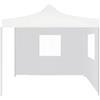 Generic Gazebo pieghevole 3 x 3 m in acciaio bianco con 2 pareti | Tessuto Oxford 600D, tetto impermeabile, resistente ai raggi UV, telaio in acciaio, facile da montare