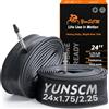 YunSCM 2 camere d'aria per bici da 61 cm, resistenti, 24 x 1,75-2,25/1,75-2,125 (45/57-507), 48 mm, con valvola Presta, 61 cm, compatibile con 24 x 1,75, 24 x 1,95, 24 x 2,125, 24 x 2,125 .20 20 4x2.25 Bike