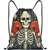 Zelinge Sacca sportiva con coulisse, Boxer retrò scheletro, M (16.5 x 19.6 | Borsa a tracolla per sport, nuoto, yoga