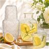Xygobla Set di 4 caraffe da comodino vintage con bicchiere, brocca in vetro da 500 ml e tazza da 150 ml, bottiglia per collutorio in vetro, per cucina, camera da letto o bagno