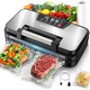 AIRMSEN 95 kPa Macchina sottovuoto con funzione di gonfiaggio | Per alimenti secchi e umidi, doppia saldatura da 30 cm, taglierina integrata, vano portarotolo, rotolo BPA Free incluso