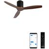 CREATE / WINDCALM NATURAL WOOD S/Ventilatore da soffitto nero pale legno noce con Wifi e telecomando / 40W, Temporizzatore, Ø112 cm, 6 velocità, 3 temperature di luce, funzione estate-inverno