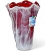 Tammaro Home Vaso in Vetro di Murano Bianco e Rosso Modello Tide Iris by Tammaro Home