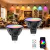 Noobibaba MR16 GU5.3 5W 12V Lampada LED RGB Bluetooth Bianco Caldo + 15 Colori Multicolore, Risparmio Energetico, Telecomando e Controllo tramite App Set di 2 Pezzi