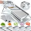 Gramercy Kitchen Company Gramercy Mandolina Affettatrice Mandolina Regolabile per Cucina, Mandolino, Patate, Pomodoro, Carota, Verdura, Frutta e Cipolla Cutter - Acciaio Inox - Include 1 paio di guanti resistenti al taglio
