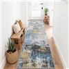 SOANNY Tappeto Passatoia Astratto Lavabile 80x240 cm, Blu Marino-Oro | Moderno, Pelo Corto, Super Morbido, Antiscivolo, Corridoio, Ingresso, Cucina, Camera da Letto, Lavanderia, Ufficio