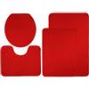 Heavyoff Set Tappeti Bagno 5 Pezzi, Tappeti Assorbente Antiscivolo, Soffice Tappetini Doccia, Lavabile in Lavatrice per doccia, vasche da bagno, Rosso