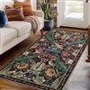TUKDAK Tappeto Runner per Corridoio 80x150 cm, Tappeto Lavabile in Tessuto con Motivo Uccelli Blu Scuro per Cucina con Retro Antiscivolo, Morbido Tappeto a Pelo Basso Lungo per Ingresso, Tappeto Boho