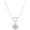 Hello Diamond Collana da donna con ciondolo a forma di cuore, in argento sterling 925, con pietra di moissanite, 45 cm