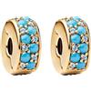 HAEPIAR Pavé Clip Stopper, chiusura di posizionamento dorata con zirconia cubica, clip per braccialetti e collane, eleganti ciondoli per gioielli da donna, 2 pezzi