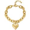WOWORAMA Bracciali a forma di cuore in oro da donna con catena a maglia grossa e cuore gonfio braccialetto regolabile spesso in oro