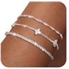 Aidenn Set di 3 braccialetti da donna in argento sterling 925 con zirconi, regolabili, impilabili, gioielli per donne e ragazze, idea regalo, Mittelgroße, Metallo, Zircone