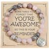 Ouubuuy 8mm Beaded Healing Stones Rose Quartz Pink Zebra Jade Bracciale per le donne, Gemstone Pendant Bracciale, Chakra Yoga Rock Crystal Bracciale, Coppia/Amicizia/Partner Braccialetti (Type-B)