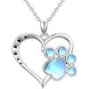 MUUYON Collana con ciondolo a forma di zampa in argento Sterling 925 con ciondolo a forma di cuore per cani e gatti gioielli da donna
