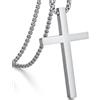 jiamiaoi Collane Croce uomo oro acciaio inox Ciondolo Croce uomo placcato oro bianco 18 carati, Ciondolo Crocifisso Ciondolo Collana Croce Uomo Bianco/Oro/Nero con Catena 20-26 Pollici