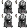 Yespick 4 pezzi Teste Mobili LED 105W Wash Luci da Discoteca 7 LEDs RGBW Palco Luce di Scena con Telecomando DMX per Bar Casa Feste Spettacoli Concerti
