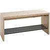 HAKU Panca portascarpe Rovere chiaro nero Scarpiera come Panca shoe bench MDF Metallo - Dim. L 80 cm x A 40 cm x P 30 cm Stile Moderno