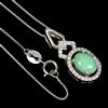 egemdiamond Collana In Argento Sterling 925 Con Crisoprasio Ovale 8x6mm E Cz Simulato 18