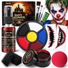 Janolia Trucchi Halloween, Clown Kit Trucco Halloween con Pittura Facciale, Sangue Finto, Naso da Clown, Halloween Makeup per Clown Terrificante Joker Malvagio Cosplay Carnevale Pasqua Teatro