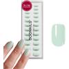 DOONAILS® Set di 30 unghie finte a pressione in gel morbido, motivo cucumbro, colore verde pastello, 15 misure, 7-14 mm, lunghezza 16 mm