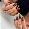 KQueenest Leopard, unghie finte da incollare, a mandorla, colore marrone scuro, con motivo ghepardo, effetto marmo, con colla per unghie, graziose unghie da incollare, da donna, 24 pezzi