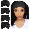 AQOKKA Fascia per capelli extra larga da donna, grande, a turbante | 4 fasce annodate intrecciate da donna, alla moda, grandi fasce per capelli da donna, a righe, spesse, graziose fasce colorate
