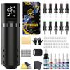 POSEIDON Penna Tatuaggio Rotante Senza Fili Kit per Principianti | Batteria 1500 mAh 4-6 h, 10 aghi sterili, inchiostri e pelle di allenamento inclusi, tensione regolabile 4-12 V, corsa 4,2 mm