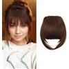 XFSRG Frangetta Finta con Clip Frangia Dritta Wispy Bangs in Frangia Extension Frontale Frangetta Capelli Veri Clip per Donna per Styling Quotidiano e Cambio Look Naturale (Marrone)