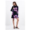 Desigual, Vestito lungo a fiori m. c. Lacroix, Donna, Viscosa, Nero, L