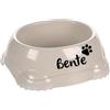 Mainely Personalizzabile ciotola per cane in plastica Leno Classic 1200ml (L) Beige-antiscivolo e lavabile in lavastoviglie-per cani di taglia grande-personalizzata con il nome-Petslino
