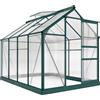 Outsunny Serra da Giardino in Policarbonato 4.79㎡ 190x252x201cm Verde | Telaio in Lega di Alluminio, Serra per Orto con Grondaie, Finestra a Tetto per Ventilazione, Porta Scorrevole, per Piante