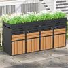 VIVCA Armadio esterno multifunzione con fioriera integrata, ventilazione a lamelle, quattro scomparti separati, telaio in acciaio zincato, catena di sicurezza, per stoccaggio e decorazione da giardino