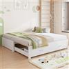 VIVCA Divano letto estraibile in legno 90/180x190 cm senza braccioli e schienale, due cassetti, letto per gli ospiti multifunzione con rete a doghe, bianco