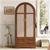 Moimhear Armadio moderno con ante curve, 80 x 50 x 179 cm, con asta appendiabiti e cassetti, adatto per camere da letto e ingressi (noce)