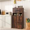 GIANTEX Libreria a piedi con 4 porte, scaffale con ripiano regolabile e vano aperto, 54 x 30 x 111 cm, mobile ausiliario per soggiorno, cucina, bagno (marrone)