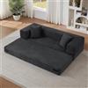Piaenon Moderno divano pieghevole in velluto a coste, design quadrato a due strati, convertibile in letto, divano lounge ideale per appartamenti e grandi stanze, grigio scuro