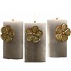 Loberon Olevir Set di 3 spillette Decorative - Brillante Finitura Color Oro Antico - Decorazione per Candele a Forma di Fiore, Oro Antico