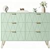 UEV Cassettiera a 6 Cassetti, Comò con Motivo Linea, 100x34x73cm, Verde | Mobile Cassettiera Salvaspazio per Camera da Letto Soggiorno